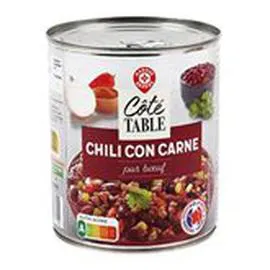 MARQUE REPÈRE, CÔTÉ TABLE Chili con carne Au piment de Cayenne 820g