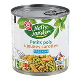 MARQUE REPÈRE, NOTRE JARDIN Petits pois carottes Très fins -A l'étuvée 265g