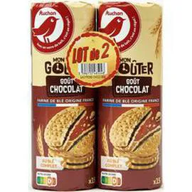 AUCHAN Mon gouter Biscuits fourrés au chocolat 2x300g