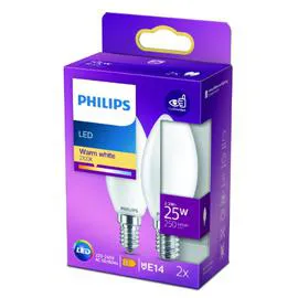PHILIPS Ampoule LED E14 Flamme Blanc-chaud 25W x2 x2