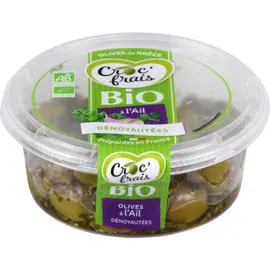 CROC'FRAIS Olives vertes dénoyautées à l'ail Bio 120g