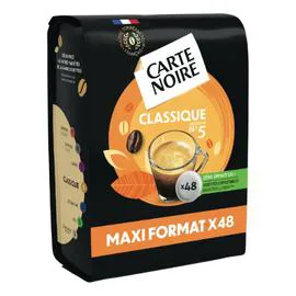 CARTE NOIRE Café dosettes compatibles Senseo Classique n°5 x48 336g