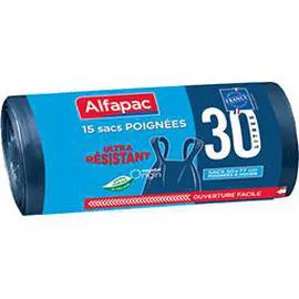 ALFAPAC Sacs poubelle Ultra résistant Poignées x15