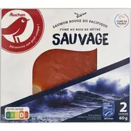 AUCHAN Saumon rouge fumé sauvage du Pacifique 60g
