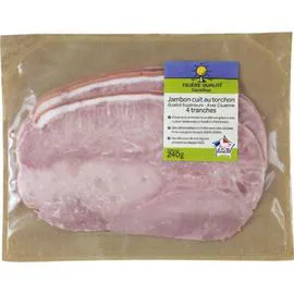 FILIÈRE QUALITÉ CARREFOUR Jambon cuit au torchon avec couenne 4x60g