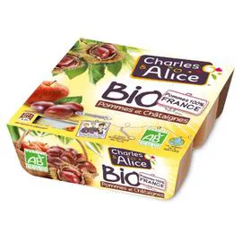 CHARLES & ALICE Compote pomme châtaigne Bio 4x95g