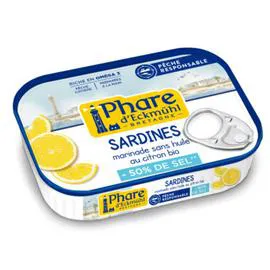 PHARE D'ECKMÜHL Connétable Sardines Sans Huile Au Citron Sans Sel Bio 115g
