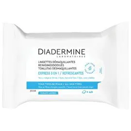 DIADERMINE Lingettes démaquillantes express 3en1, visage-yeux x40 