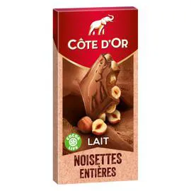 CÔTE D'OR Chocolat au lait aux noisettes entières 180g