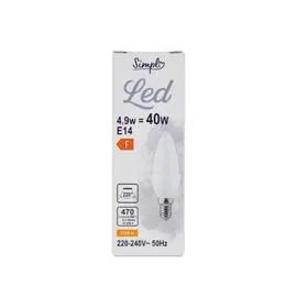 CARREFOUR SIMPL Ampoule LED E14 Flamme Blanc-chaud Dépolie 40W l'unité