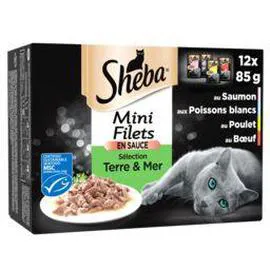 SHEBA Sachets repas chats Viandes et Poissons 12x85g