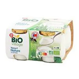 MARQUE REPÈRE, BIO VILLAGE Yaourts nature Bio 4x125g