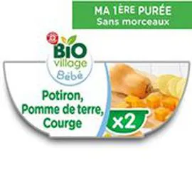 MARQUE REPÈRE, BIO VILLAGE Bol potiron courge 4 mois 2x120g