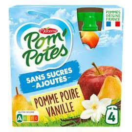 MATERNE, POM'POTES Compote pomme poire vanille sans sucres ajoutés 4x90g