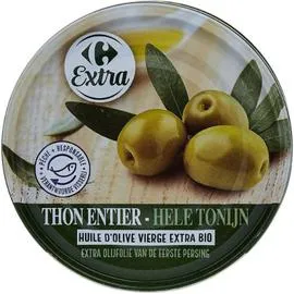 CARREFOUR EXTRA Thon entier à l'huile d'olive bio 104g