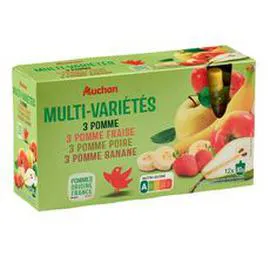 AUCHAN Gourdes pomme fraise poire banane 12x90g