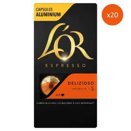 L'OR ESPRESSO Café Capsules Delizioso intensité 5 compatibles Nespresso 20x10