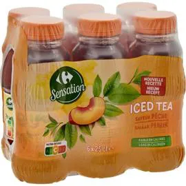 CARREFOUR SENSATION Boisson Iced Tea saveur pêche 6x25cl
