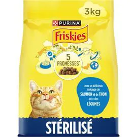 FRISKIES Croquettes pour chat stérilisé au saumon, thon et aux légumes 3kg