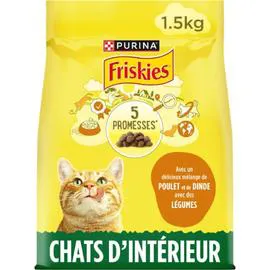 FRISKIES Croquettes pour chat d'intérieur au poulet et légumes 1,5kg