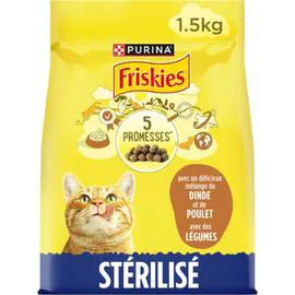 FRISKIES Croquettes pour chat stérilisé à la dinde, poulet et aux légumes 1,5kg