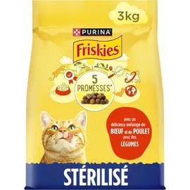 FRISKIES Croquettes pour chat stérilisé au bœuf et légumes 3kg