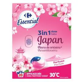 CARREFOUR ESSENTIAL Lessive dose 3 en 1 fleurs de cerisiers 20x13g
