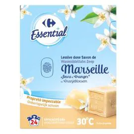 CARREFOUR ESSENTIAL Lessive dose savon de Marseille 24x13g