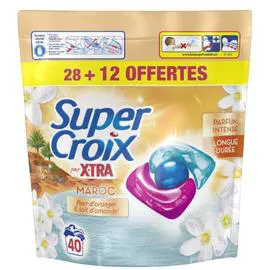 SUPER CROIX PAR X.TRA Capsules Lessive Maroc au Fleur d'Oranger et Lait d'Amande x40